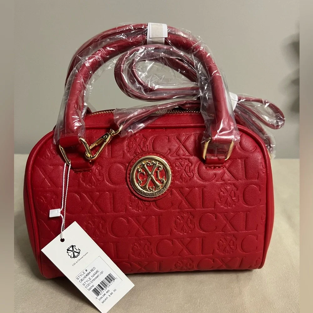 CXL by Christian Lacroix Red Eiden Embossed Logo Satchel NWT